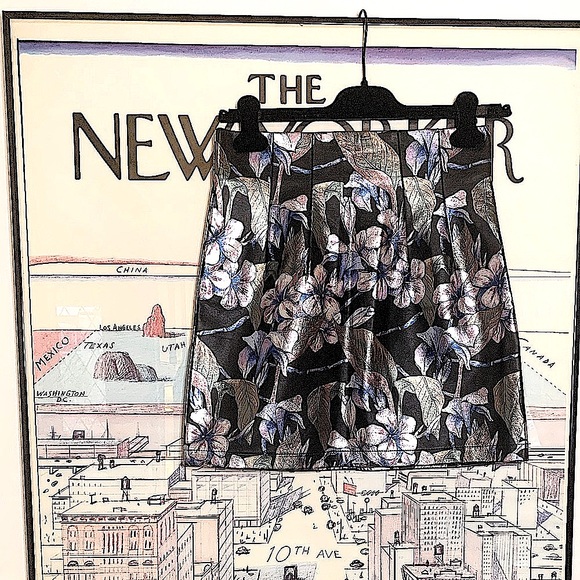 NWT Topshop faux leather mini with metallic pastel florals Size 4 - Picture 1 of 8